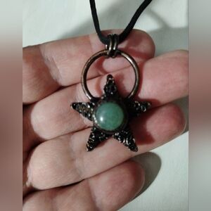 Unisex Copper Green Adventurine Star Pendant